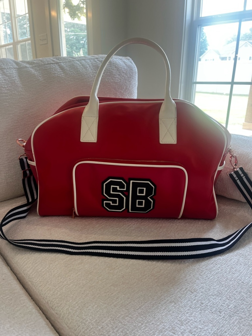 NWOT Sweaty Betty Red SB Contrast-Trim Weekender Bag